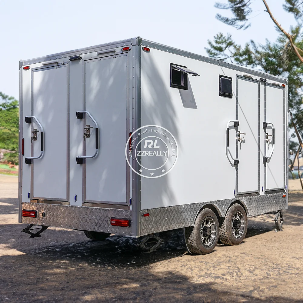 

Custom Trailer Toilet Portable 2 Station Toilet Trailer Moveable Shower Luxury Vip Mobile Toilet Trailer