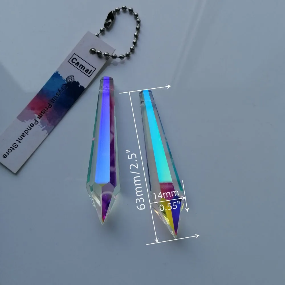 Camal 5ks 63mm/2.5inch duha AB barva broušené sklo rampouch kapat hranoly přívěsky díl suncatcher lampa osvětlení domácí DIY dekorace