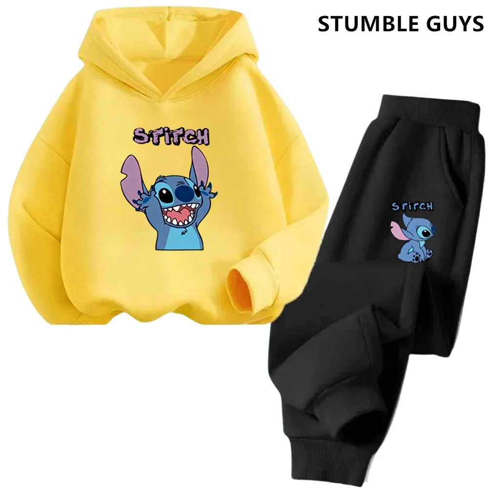 Stitch Trucksuit Sweatshirt Hoodies Letter Kawaii Fashion Pullover Anime Manga Cartoons Girls Boy Kids Casual Clothes Tops