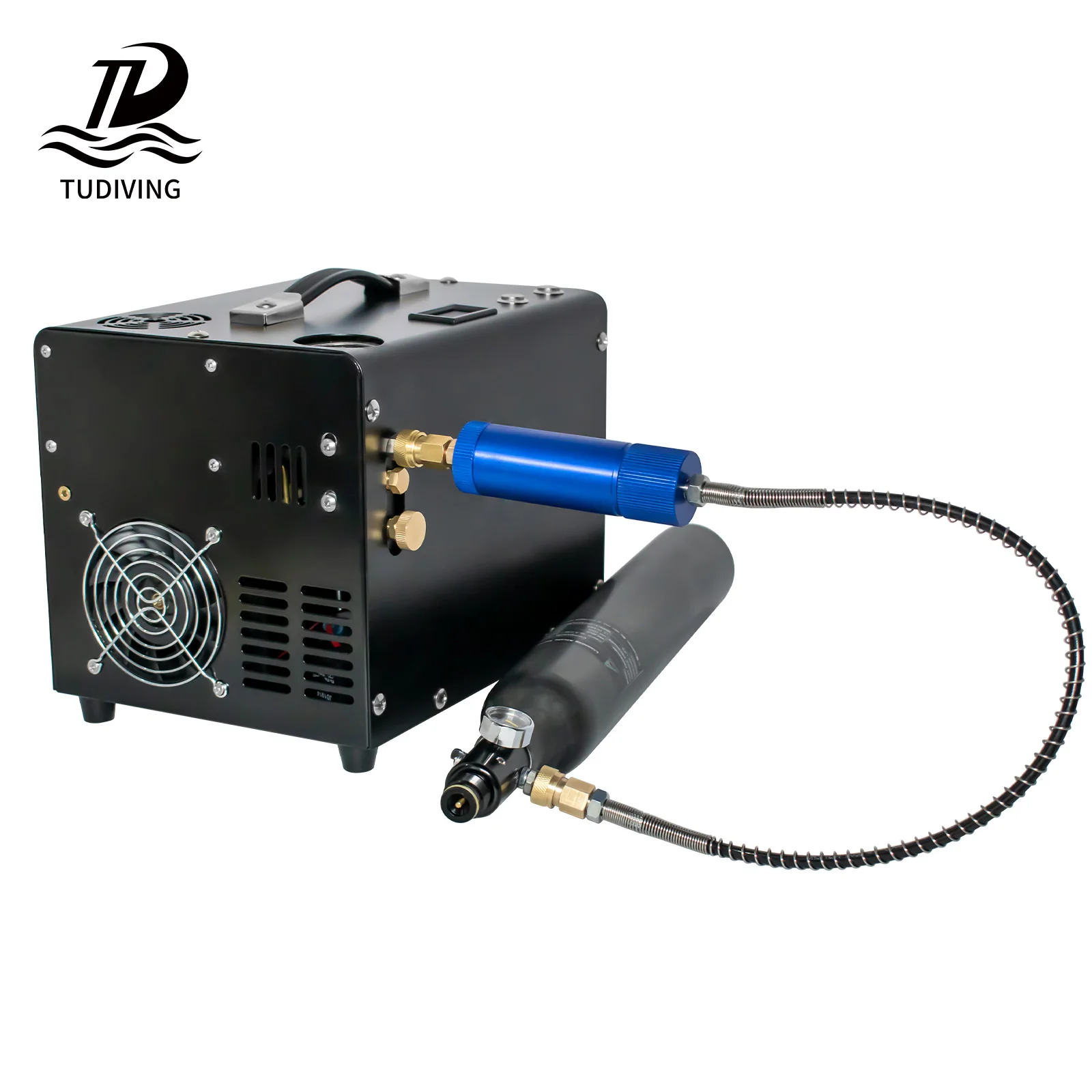 

TUDIVING Manual Stop Wholesale 12V 220V 300bar 4500psi 30mpa Built-in Power Transformer PCP Paintball Hunting PCP Air Compressor