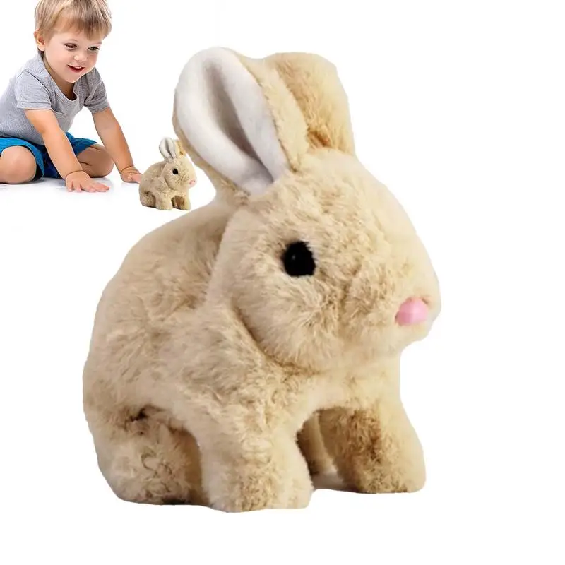 Juguete de conejito para saltar, conejito eléctrico realista, figuras de peluche interactivas para niños y niñas, saltando, tocando el nariz, orejas de movimiento