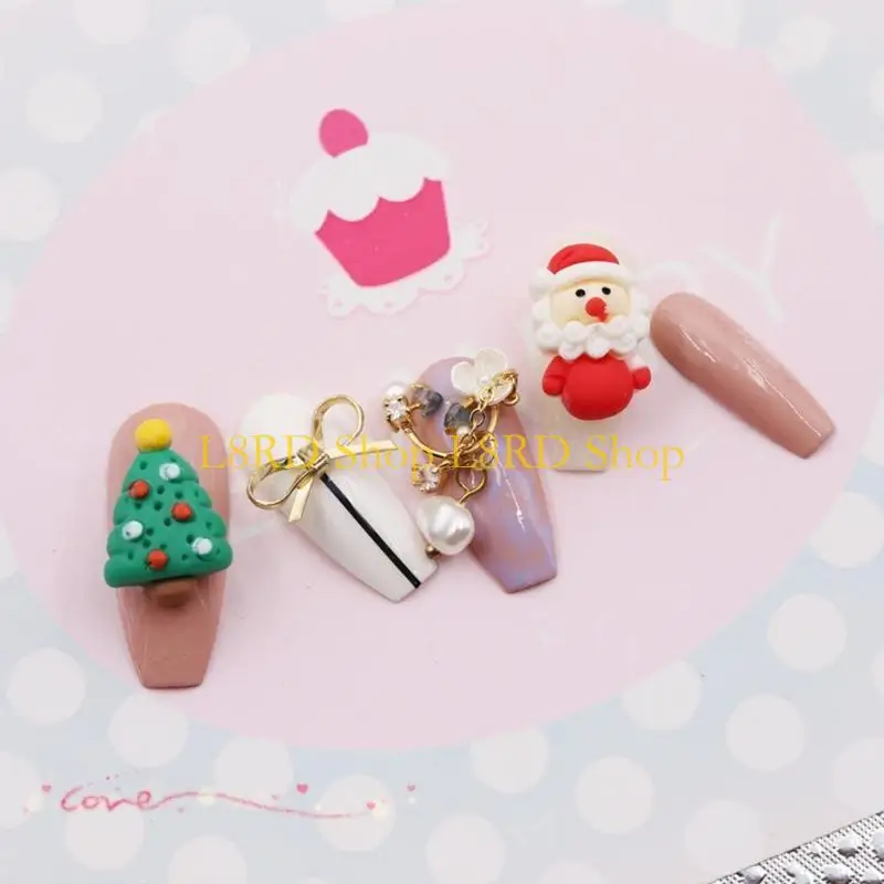 

L8RD 5 шт. Рождественские украшения для ногтей Новогодние подвески для ногтей для акриловых ногтей