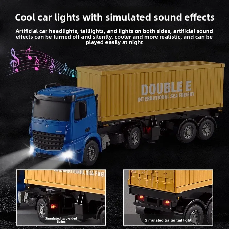 Double Eagle Remote Control Container Truck Tractor Trailer Engineering Vehicle Toy Model Transport Semi Trailer Gift for Kids