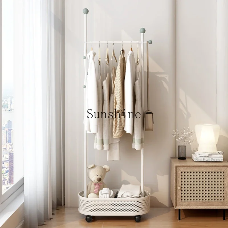 

Floor-to-ceiling bedroom removable hanger cream wind clothes storage with wheels coat rack