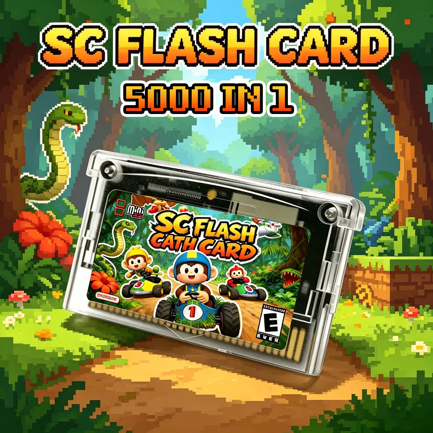 Cartucho de Jogos Mini SuperFW 2.0 GBA 5000-em-1 com Cartão TF de 8G e Flash RTC para Console de Jogos Portátil GBA/GBA SP/NDS
