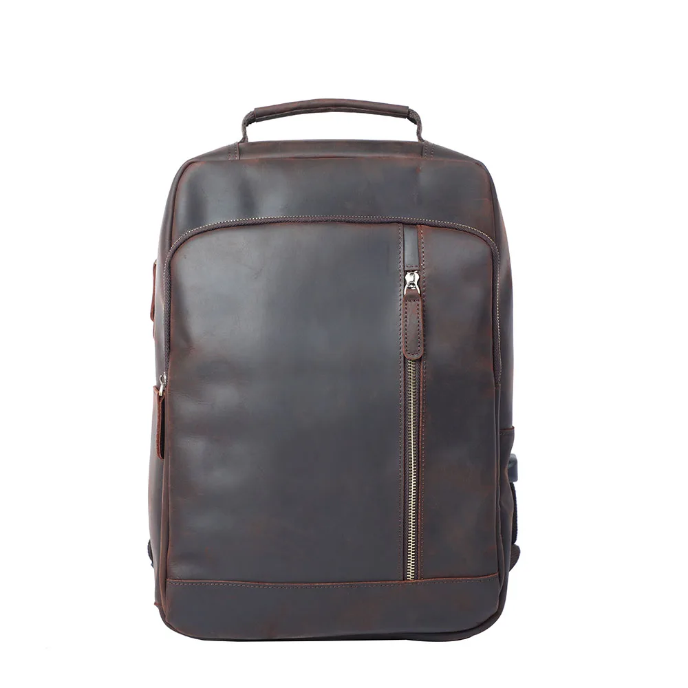 S.WORKER Vintage Echtleder-Rucksack Laptop-Tasche Crazy-Horse-Leder Schultasche Outdoor-Reise-Weekender-Schultertasche – Detail 6
