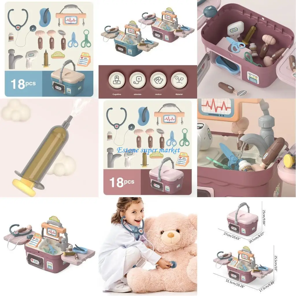 090B Doctor for Kids Toddler Pretend Dentist Medicals with Electronic Stethoscope Educational Doctor Toy