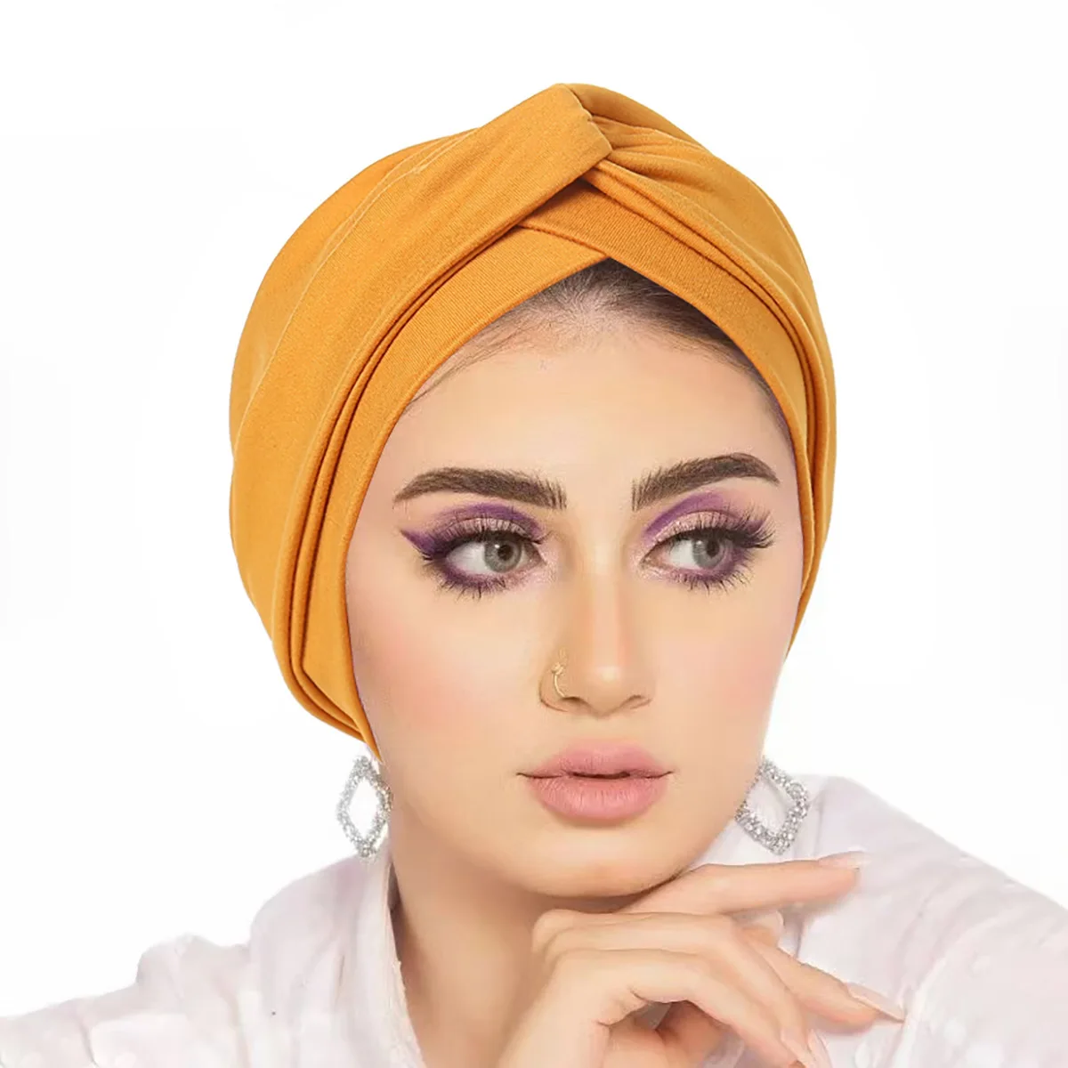 Twist Knot Turban Indian Hat Women Chemo Cap Forehead Cross Headscarf Muslim Hijab Beanies Bonnet Hair Loss Wrap Turbante Mujer