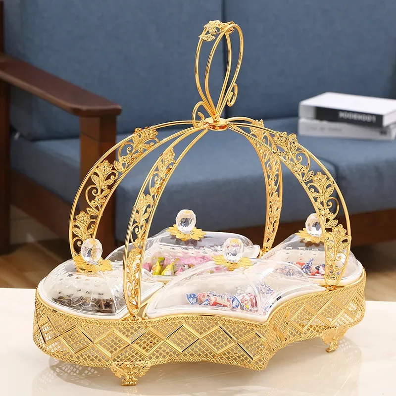 European Style Multi Tier Dried Fruit Tray Luxury Snack Plate for Living Room Coffee Table Wedding Party Decor Pumpkin Shape