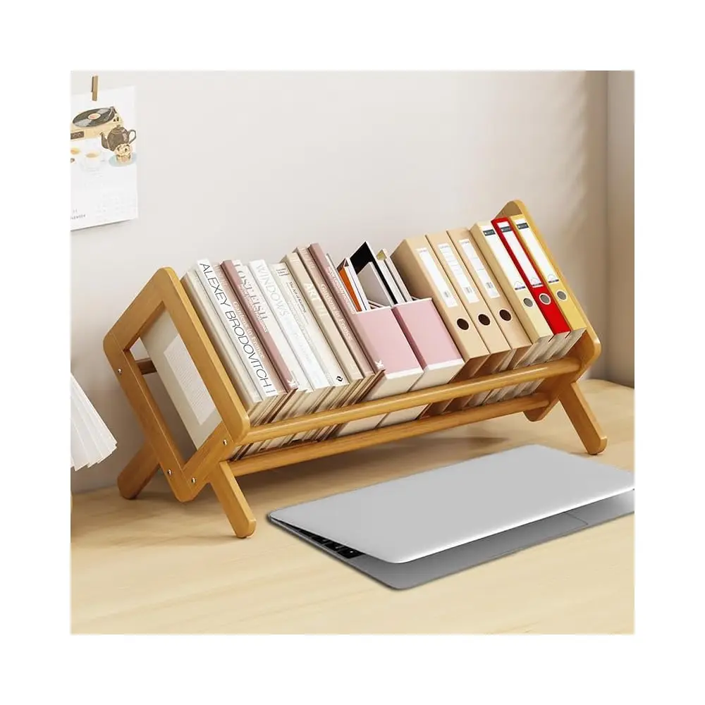 

Wood Tilting Bookcase In Living Room/Home/Office, Desktop Book Shelf Organizer Bookshelves Storage Ra For Cds/Magazine/Books