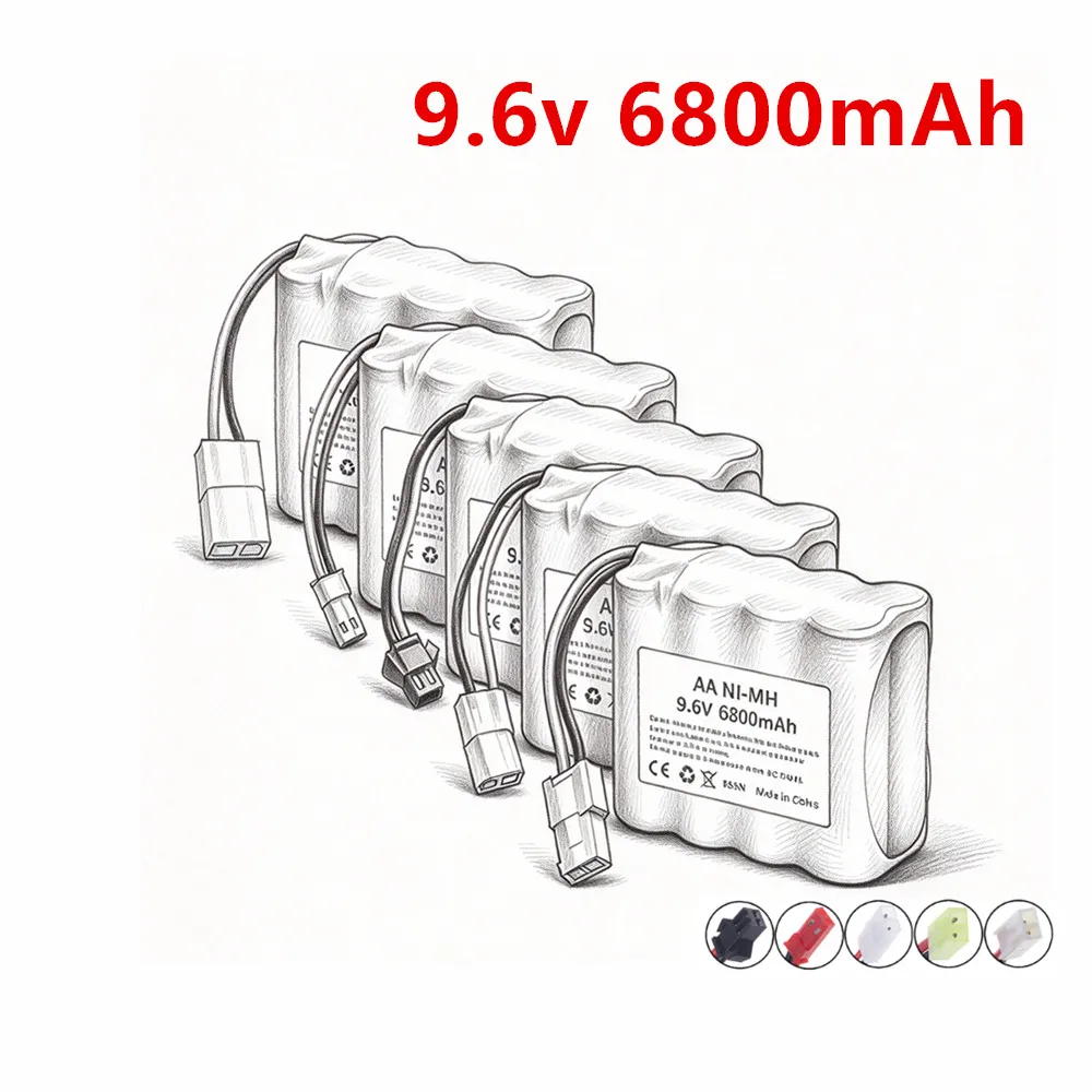 9.6V 6800mah Rechargeable Battery Pack for RC toys Car Tanks Trains Robot Boat Gun tools Upgrade 5000mAh 3000mAh 9.6v AA battery