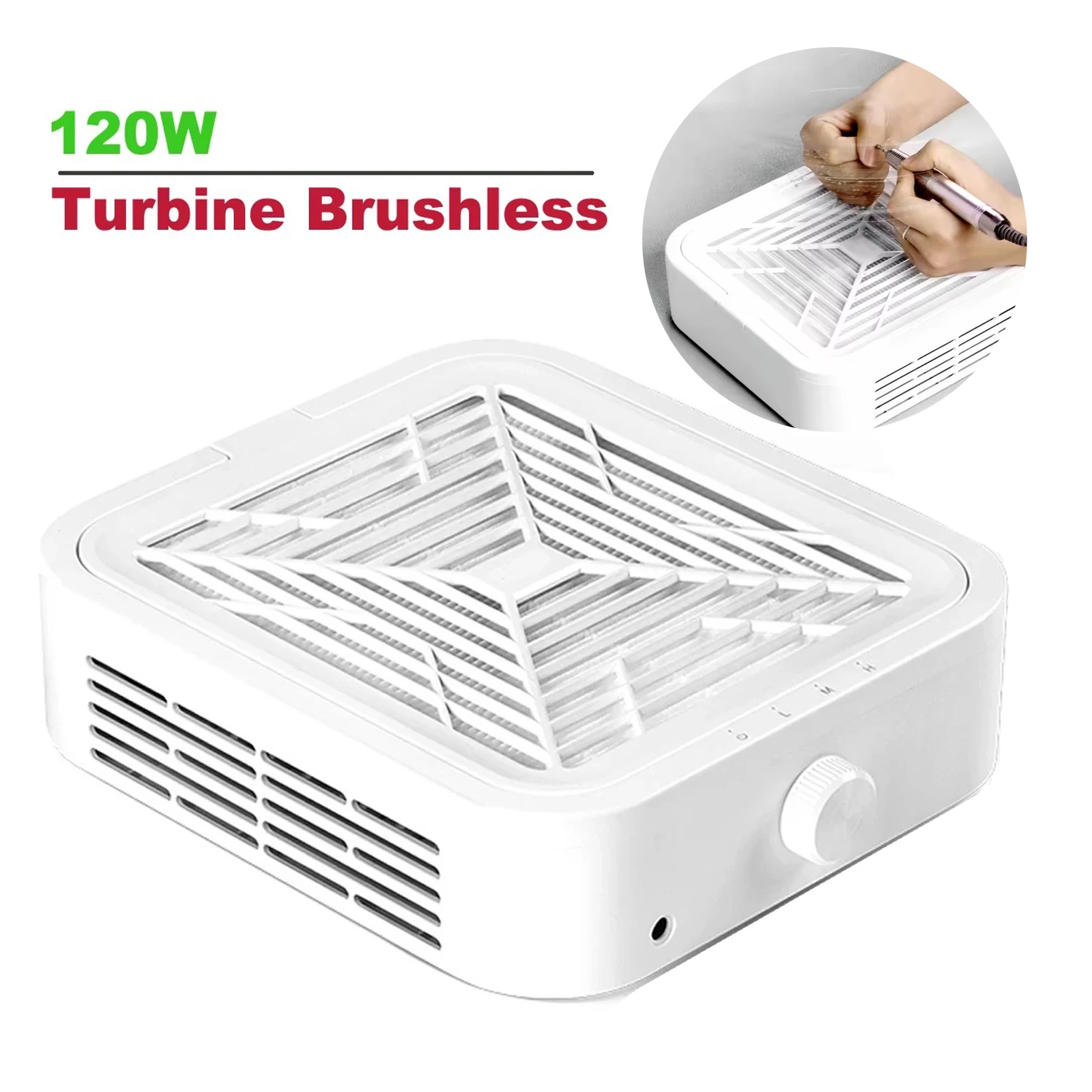 

Turbine Brushless Nail Dust Remover Strong Suction 120W Nail Vacuum Cleaner for Manicure with Removable Filter Speed Adjustable