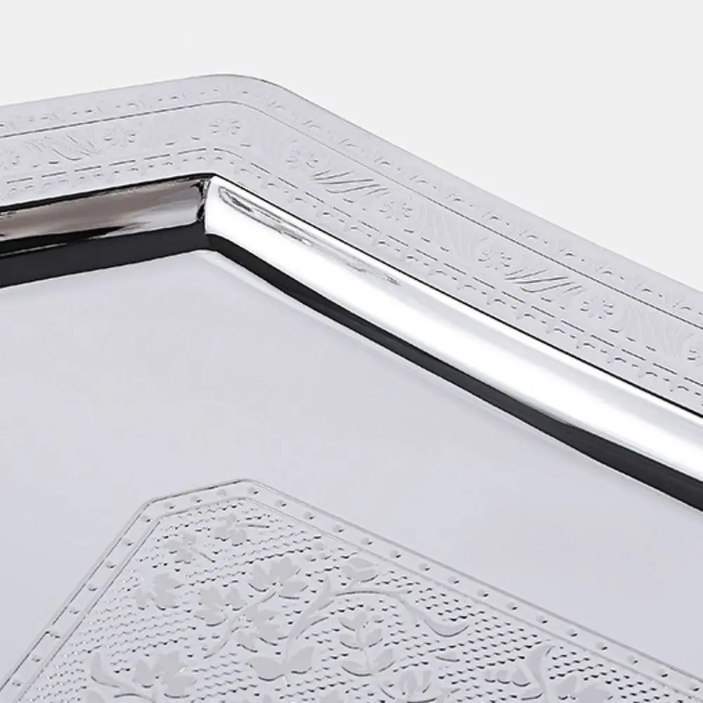 

Поднос для хранения из нержавеющей стали в европейском стиле, винтажный сервировочный поднос с нежным узором и ручкой, конфеты, десертные тарелки, ресторан