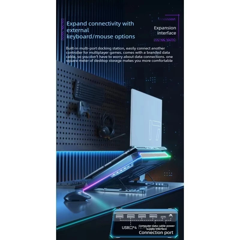 Bingzun A8 Laptop Cooling Pad with Quiet Fan for Gaming Notebooks