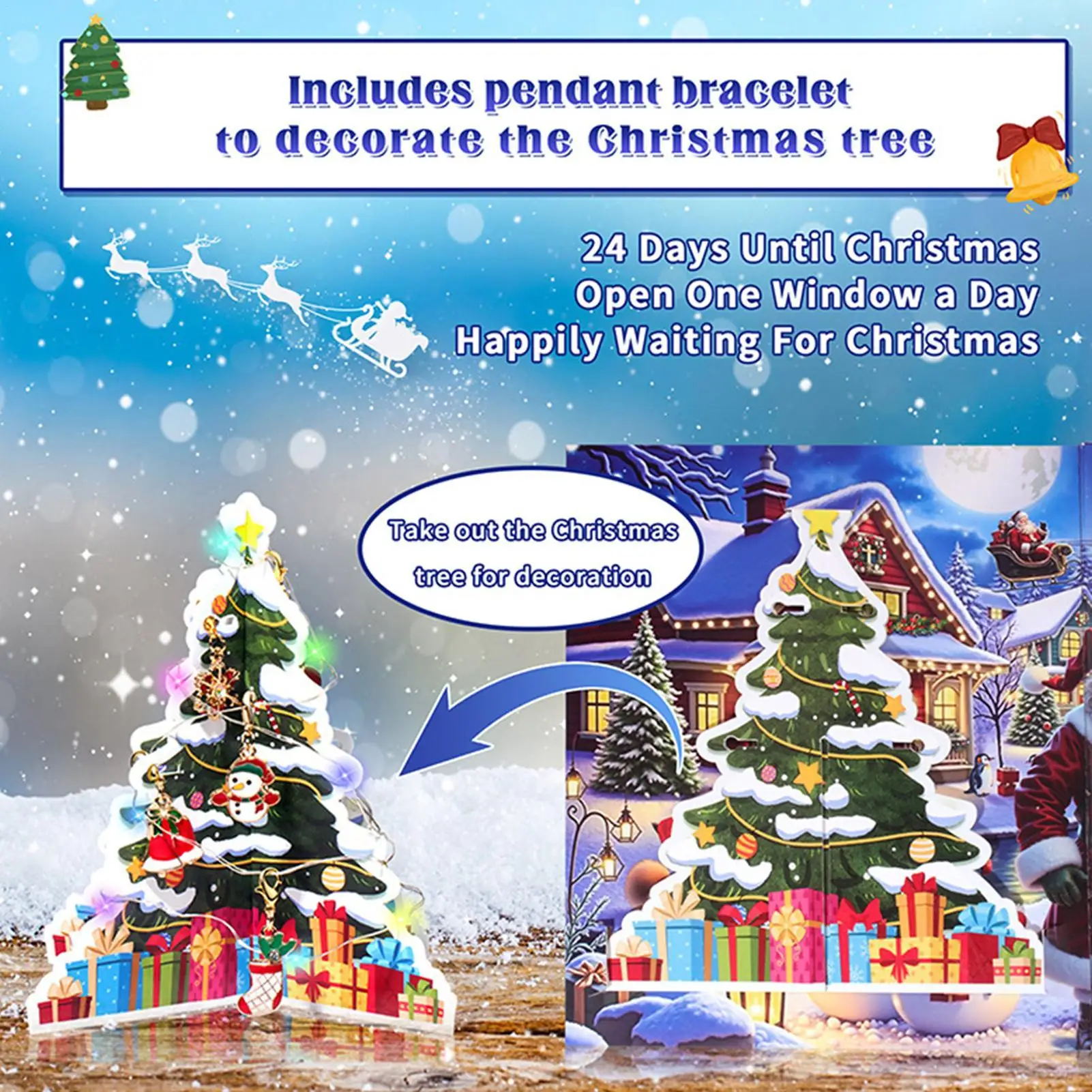 

Рождественский браслет с обратным отсчетом, 24-дневный рождественский браслет из бисера, комплект для изготовления ювелирных изделий ручной работы со светом для праздника