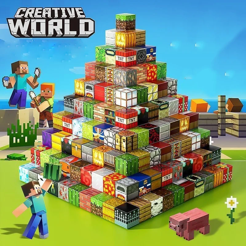 

Magnetic Building Blocks Mine World Magnet Cube Set for Boy Girl Kid Age 3+ DIY Model Children Stem STEM Sensory Toy Gift