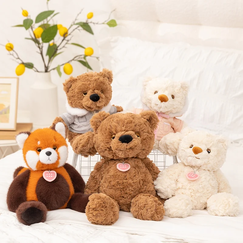 

35CM Cute Colorful Bow Tie Bear Doll Plush Toy Hug Bear Doll Children Birthday Gift Pillow Teddy bear Home Living Room Bedroom
