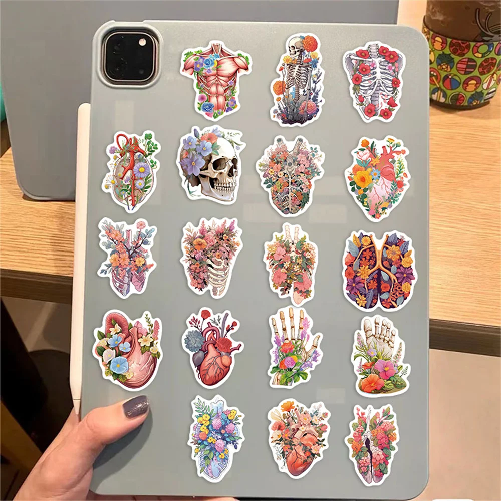 50pcs Aesthetic Science Flower Organ Stickers For Stationery Scrapbook Laptop Suitcase Phone Ipad Cartoon Handmade DIY Sticker