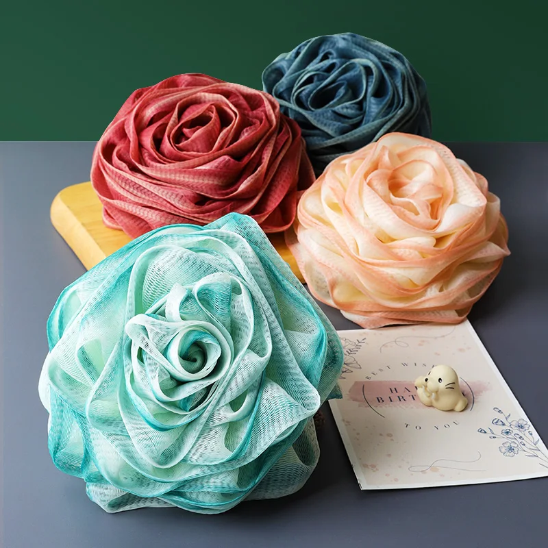 

1Pcs Rose Flower Bath Flower Foaming Net Soft Mesh Bath Sponge Ball Elastic Mesh Lanyard Design Body Cleaner Exfoliating Bath