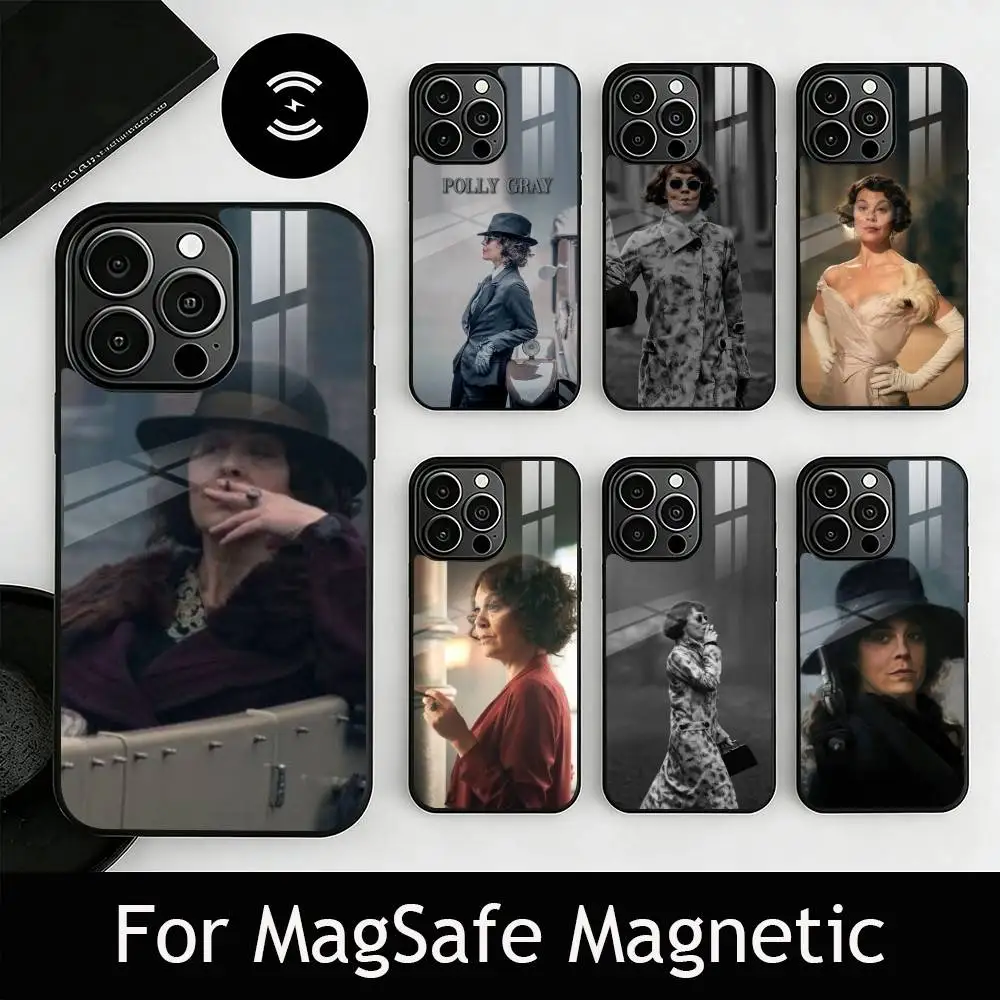 

P-B-Polly Gray Phone Case For iPhone17,16,15,14,13,12,11 Plus,Pro Magnetic For Magsafe Wireless Charging