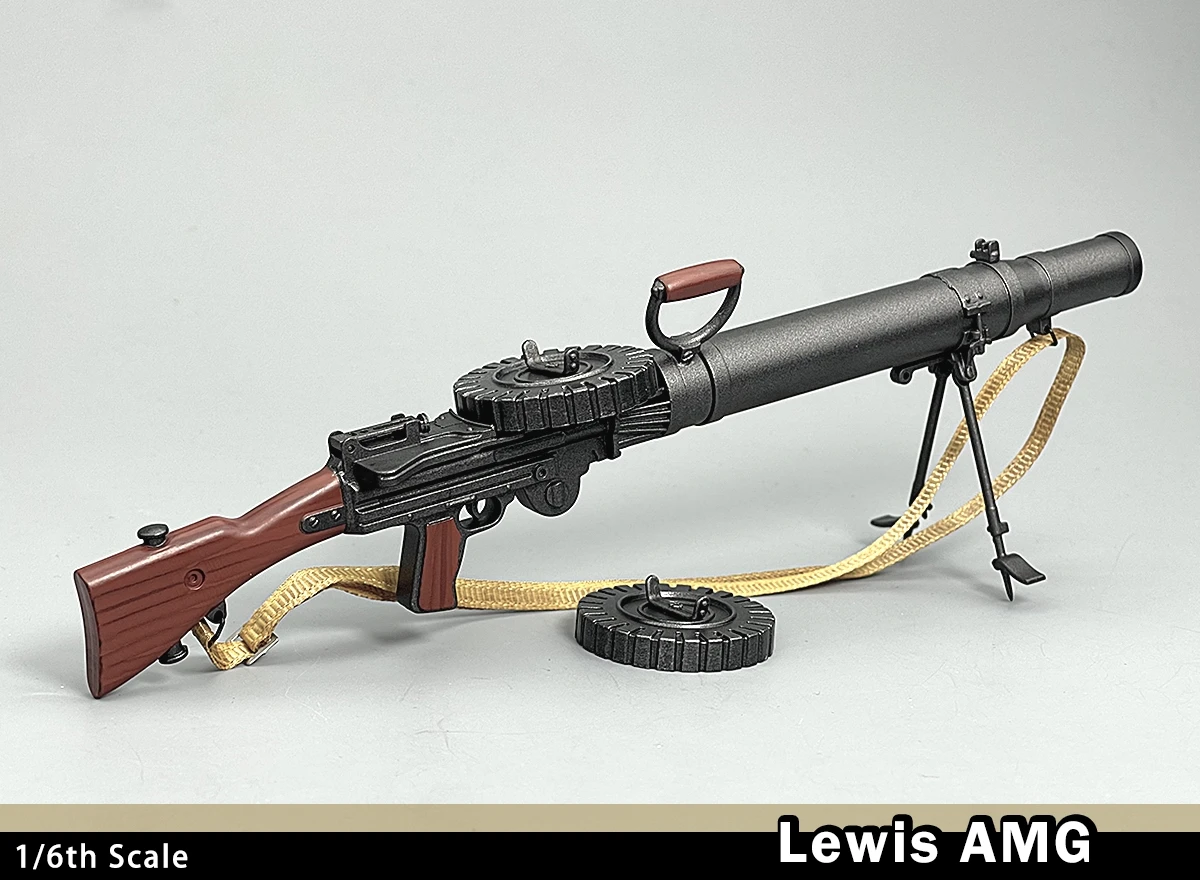 1/6 escala lewis amg metralhadora automática 21cm modelo rifle de plástico no.77055 para figura de ação de 12 polegadas brinquedos soldado militar presentes