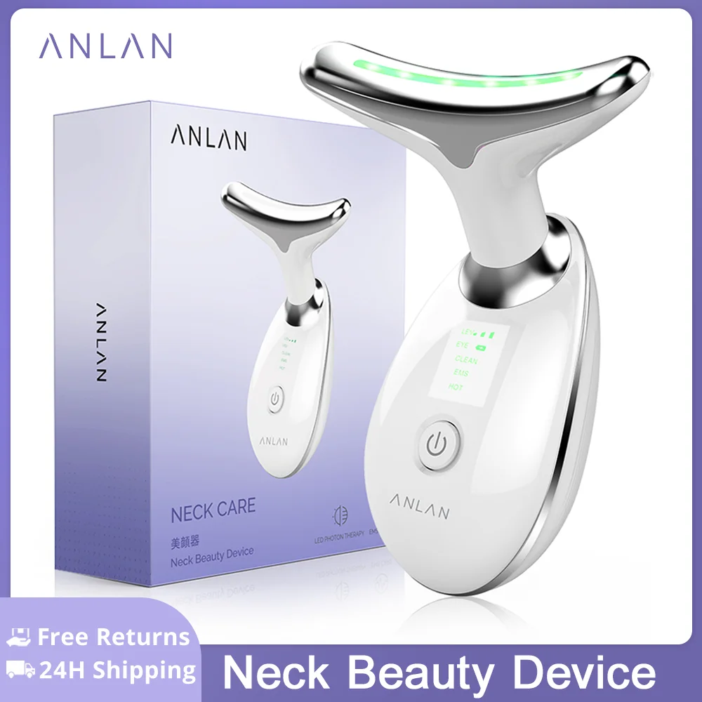 

ANLAN Neck Face Beauty Device EMS Face Neck Lifting 3 Colors Light Heat Skincare Skin Tighten Reduce Double Chin Skin Care Tools