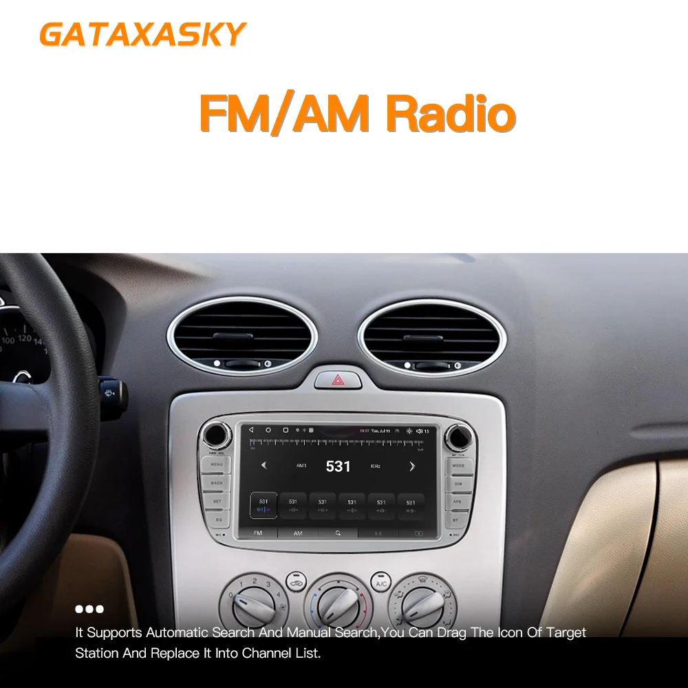 GATAXASKY 7\'\' For Ford Focus 2 S-Max 2009-2011 Car Android Auto Radio Multimedia Carplay Player WIFI Gps Navigation