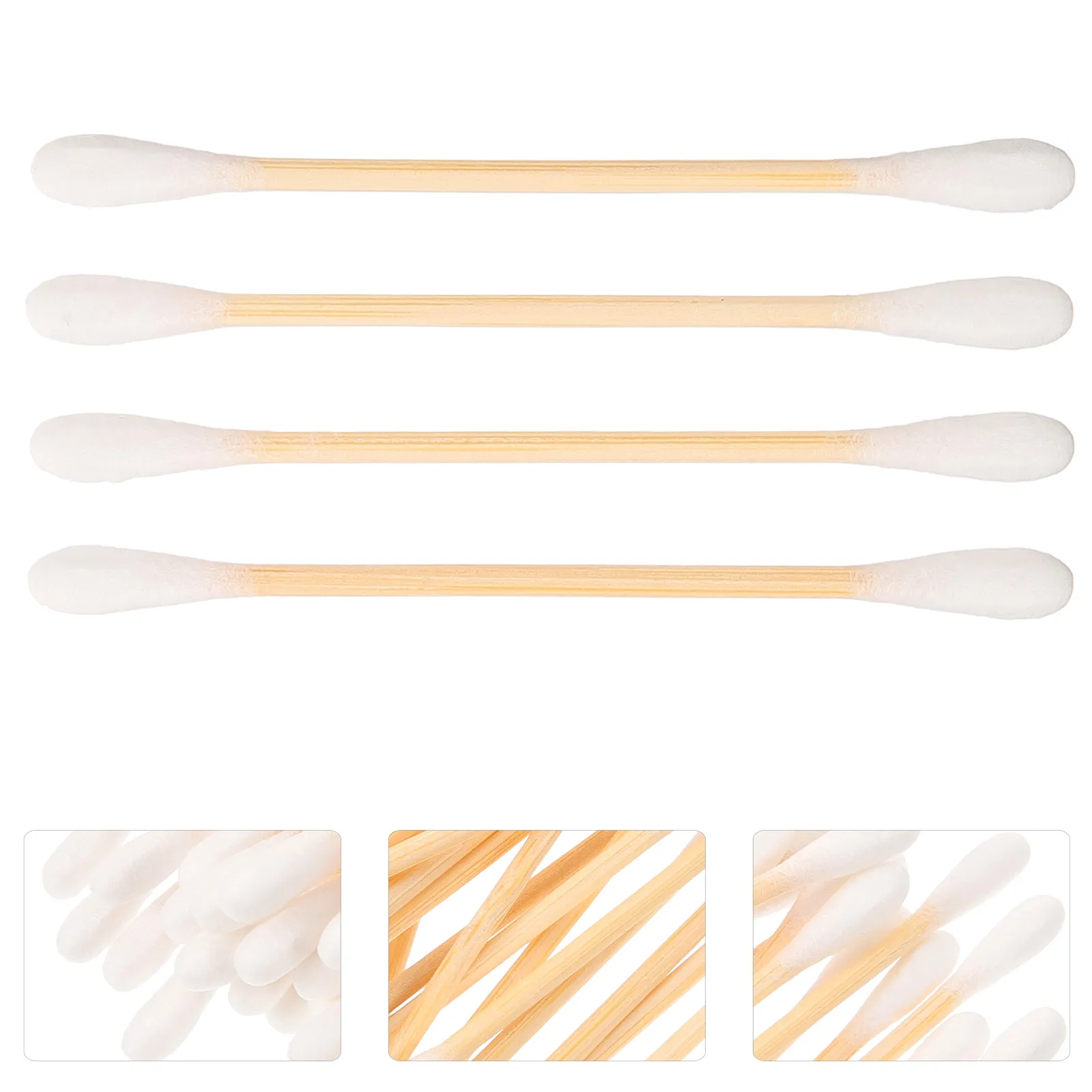 200Pcs Bamboo Cotton Buds Double Tipped Safe Care Swabs Multipurpose Makeup Nail Cleaning Wound Care Applicators