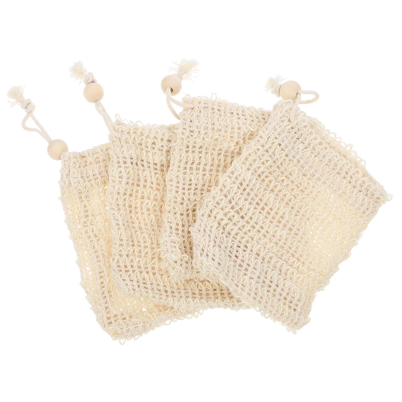 4Pcs Eco Friendly Cotton Linen Soap Saver Bag Mesh Bathing Pouch for Shower Exfoliating Body Scrub Soap Holder