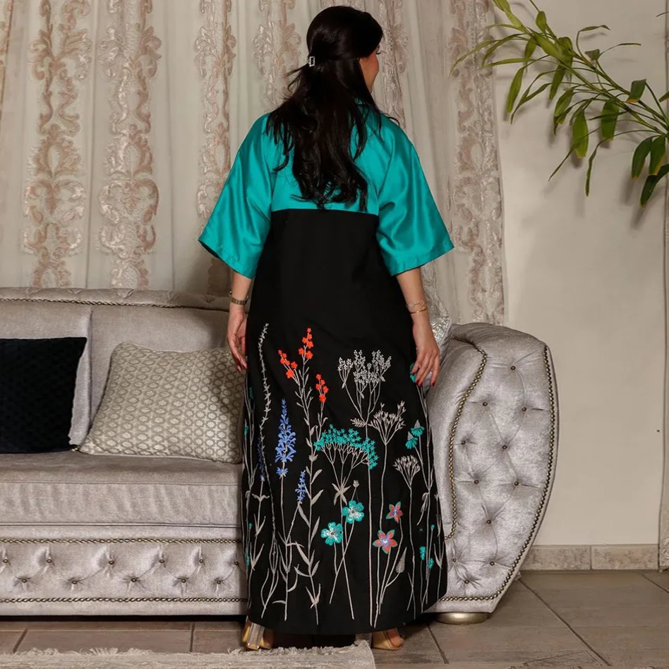 Elegant Eid Muslim Dresses Fashion for Women 2025 New V Neck Printed Abayas Ramadan Morocco Dubai Jalabiya Kaftan Vestidos Robes