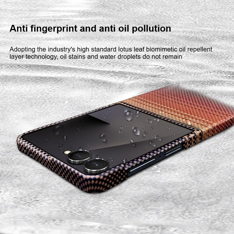 High-end Real Aramid Kevlar Carbon Fiber Business Case For Samsung Galaxy Z Flip 7 Magnetic Charging Metal Holder Protect Cover