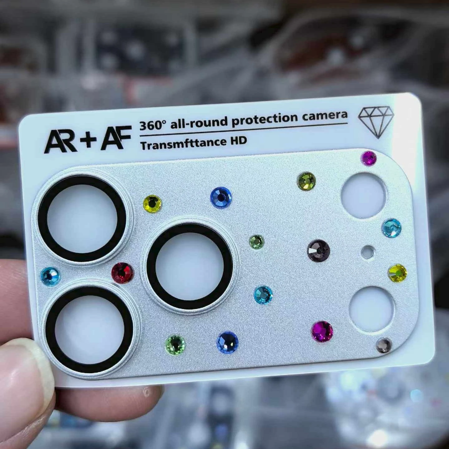Modischer handgefertigter Aufkleber mit Strass-Kameraschutz für iPhone 17 Pro Max – Klarer, kratzfester Objektivschutz aus gehärtetem Glas