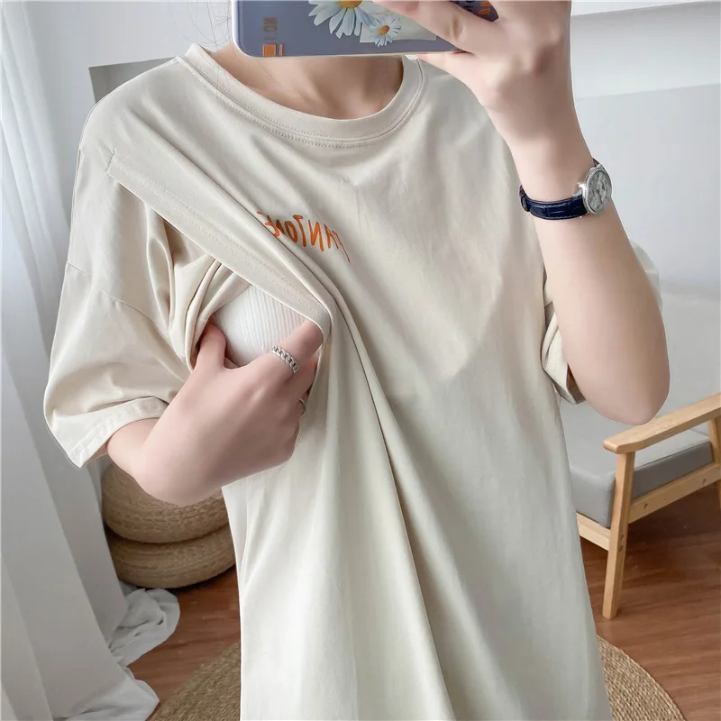 Woman Open Hole T-Shirts Erotic Hidden Chest Dress One-Piece Dress Outdoor Sex Costume Lovers Gifts Easy Clubwear Loose Clothing