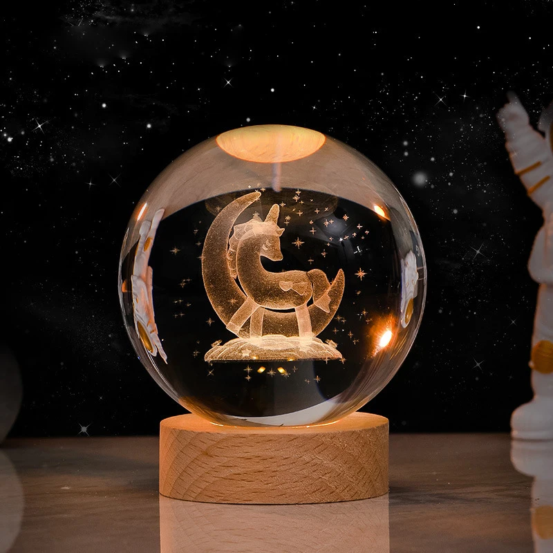 6cm 3D Crystal ball Crystal Planet Night Light Laser Engraved Solar System Globe Astronomy Birthday Gift Home Desktop Decoration