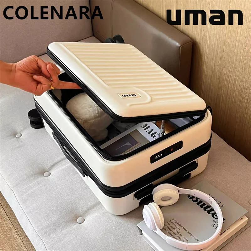 

COLENARA Новая дорожная сумка-чемодан с боковым открытием, расширяемая, многофункциональная, 20 дюймов, для путешествий и ручной клади