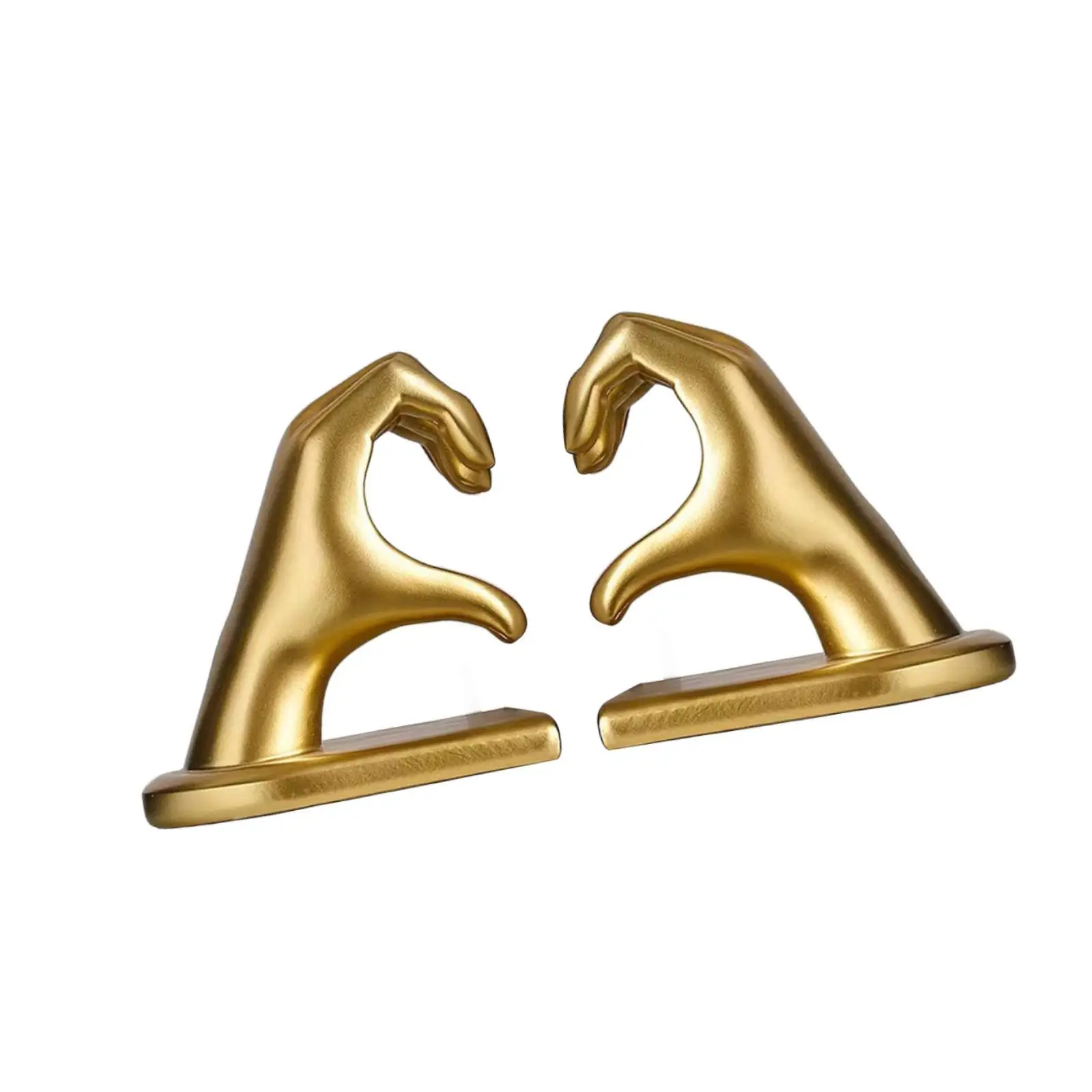 Decorative Bookend for Shelves Heart Hand Resin Sculpture Book Holder for Bedroom Living Room Desk Organizer Gift