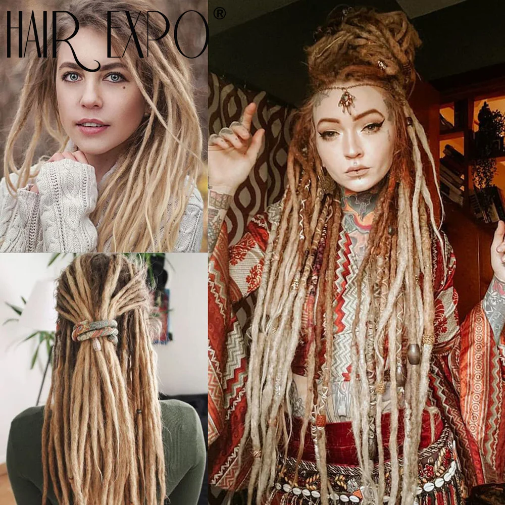 24Inch Synthetic Double Ended Dreadlocks Extensions Ombre Reggae