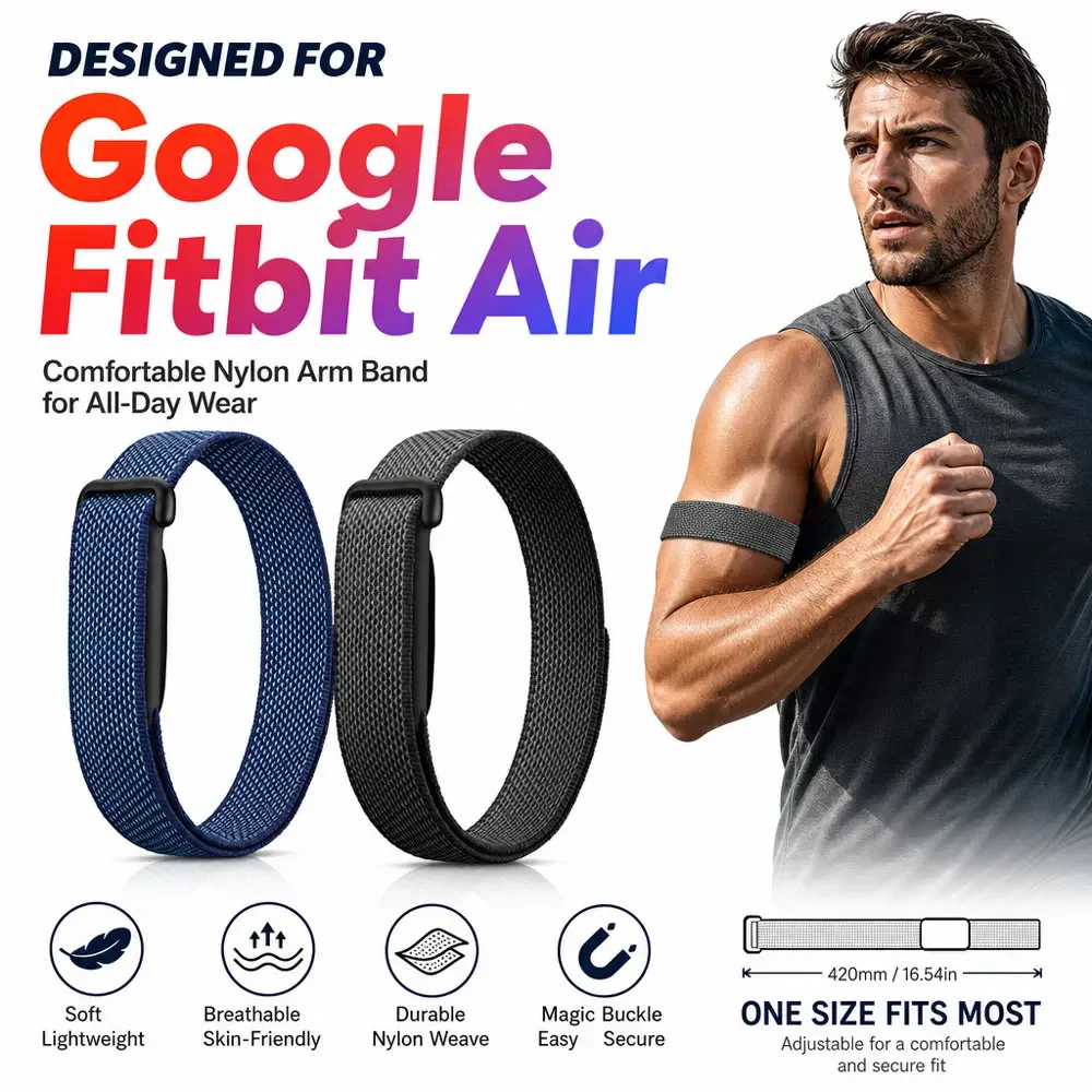 Sports Armband Replacement for Google Fitbit Air Integrated Lightweight Nylon TPU Shell Adjustable Strap Band for Fitbit Air