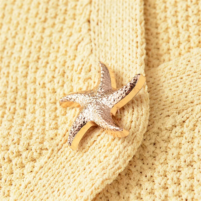 KEYANKETIAN новый летний женский вязаный кардиган с v-образным вырезом и короткими рукавами на пуговицах в виде морской звезды, женский свитер с короткими рукавами