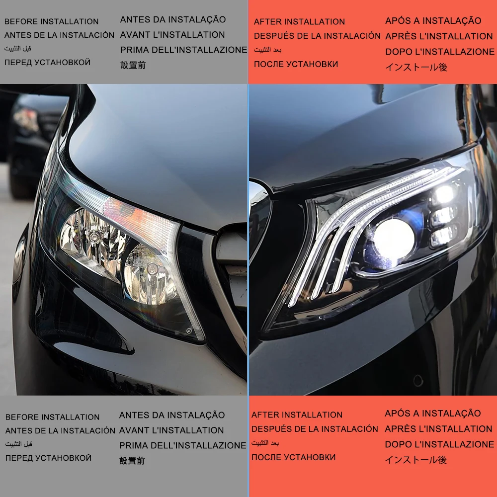 Car LED Upgrade Maybach style Lights Headlight Assembly For Benz W447 Vito V260 V-Class 2016-2023 Plug And Play Tool Accessories