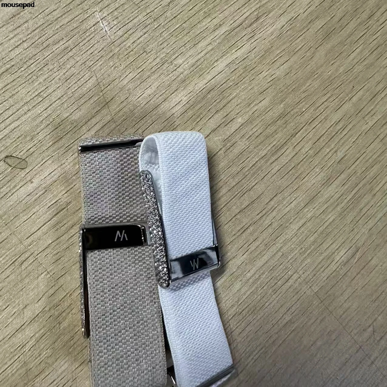 

Diamond-Embedded For Whop5.0 Straps Nylon Woven Elastic Casual Wristband with Full-Diamond Bright Silver Metal U-Frame Band