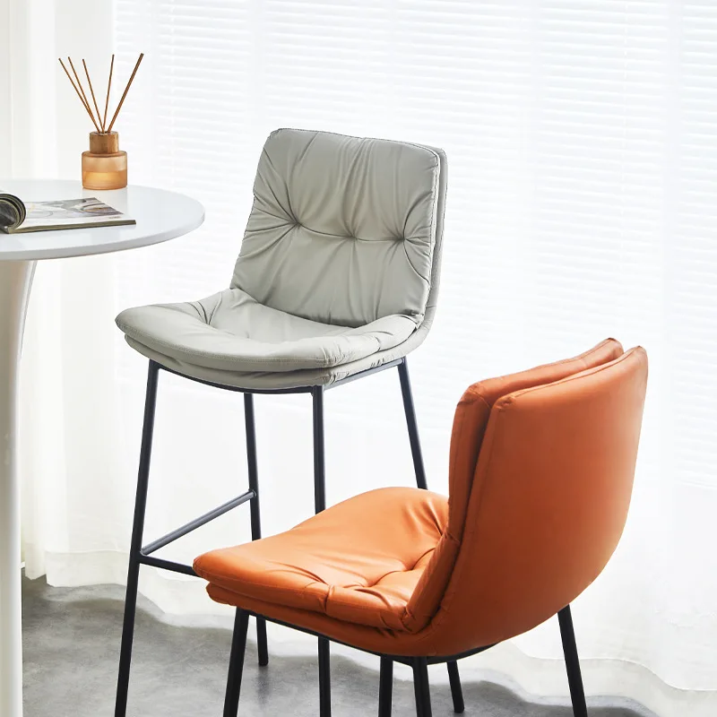 custom.Modern Luxury Leather Bar Stools Simple High-Top Reception Chairs Home Front Desk Cash Register Seats Light Weight
