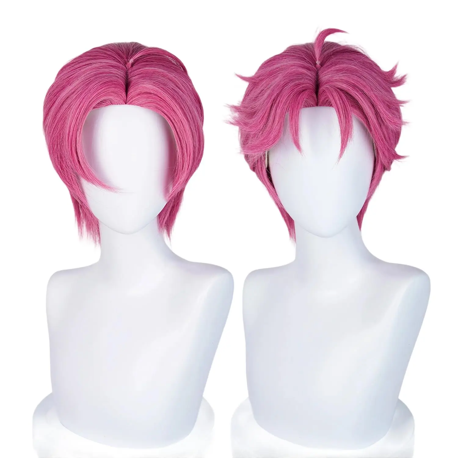 Peluca sintética de pelo corto anti-turnado sin flequillo rojo rosa |   Película animada KPop Demon Hunters personaje Abby cosplay peluca Halloween