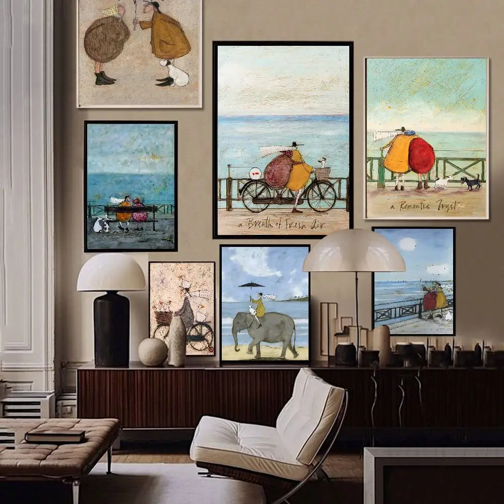 Sam Toft Art Abstract Landscape DIY Sticky Poster Fancy Wall Sticker For Living Room Bar Decoration Wall Decor