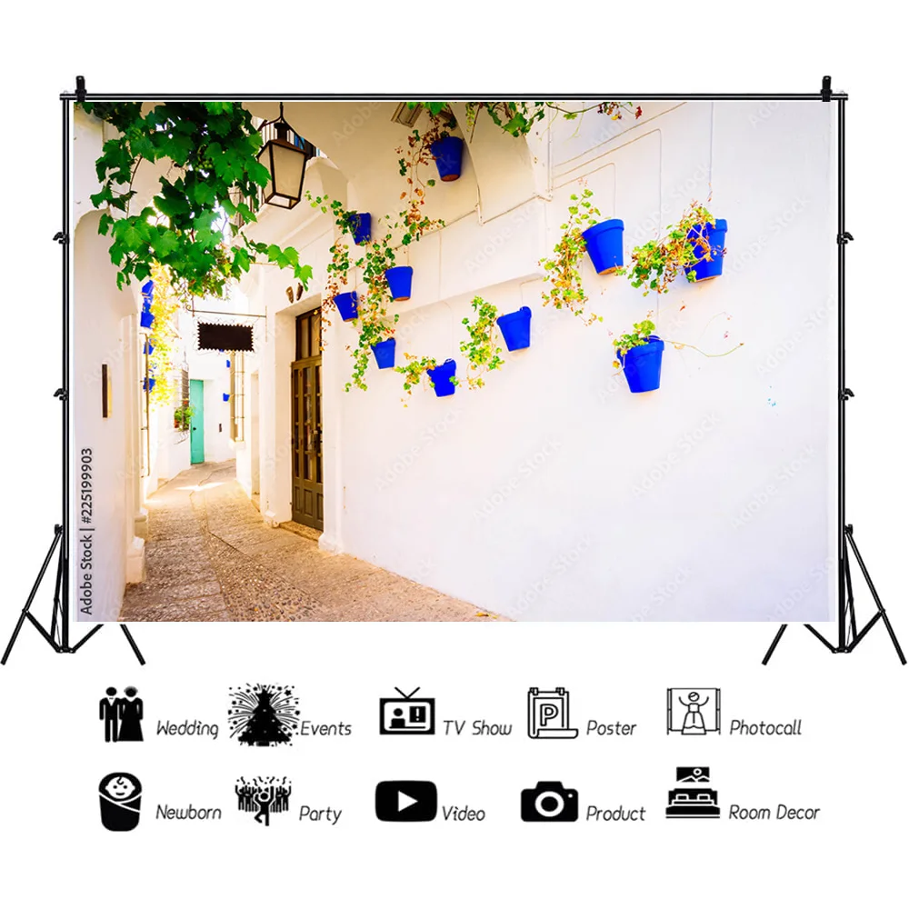 Streets Seaside Island Scenery and Plants Houses White Pigment Wedding Photos Photography Background Props HJD-04