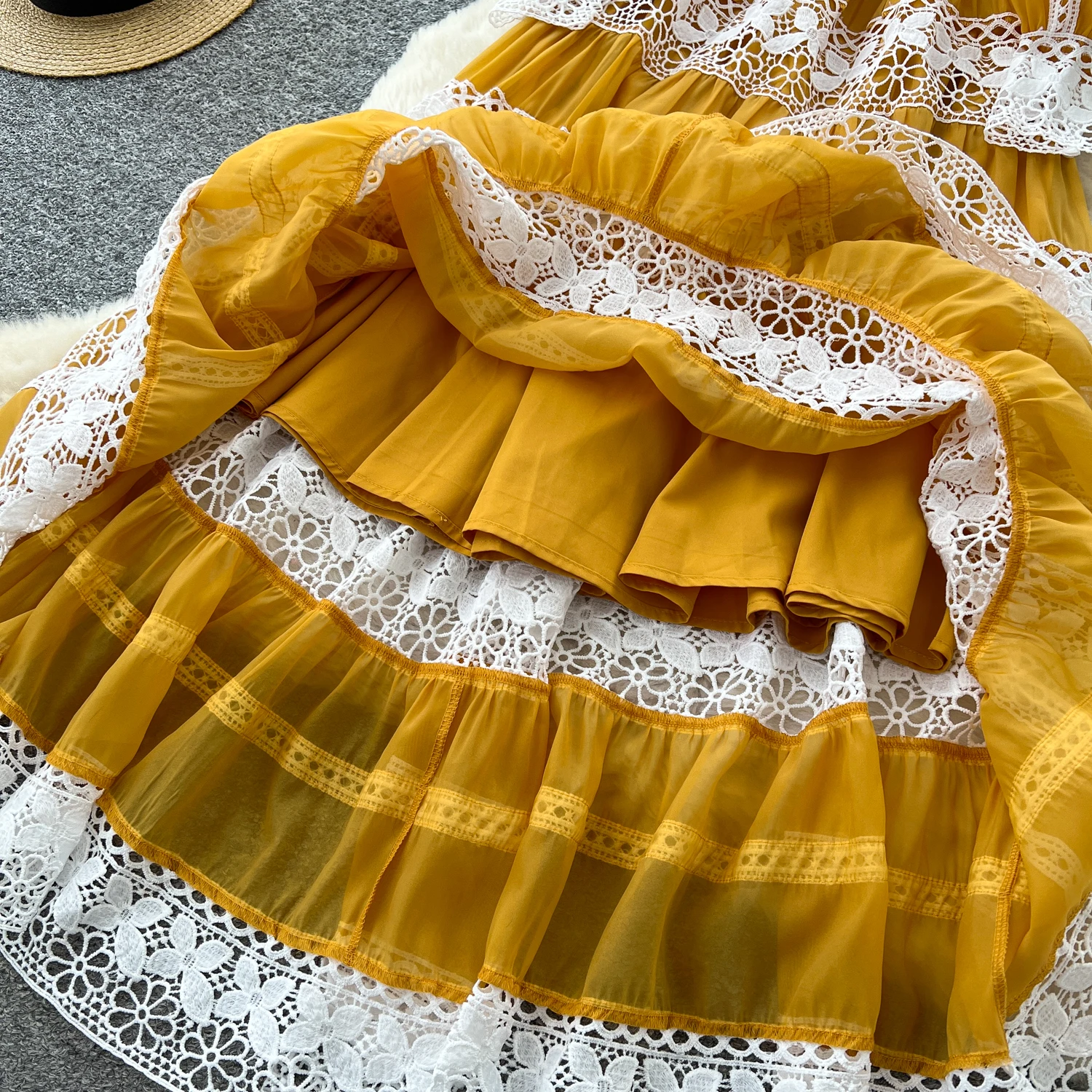 فساتين طويلة أنيقة أنيقة بأكمام واسعة وكشكشة، فستان فرنسي للحفلات المسائية، ملابس نسائية عالية الشارع