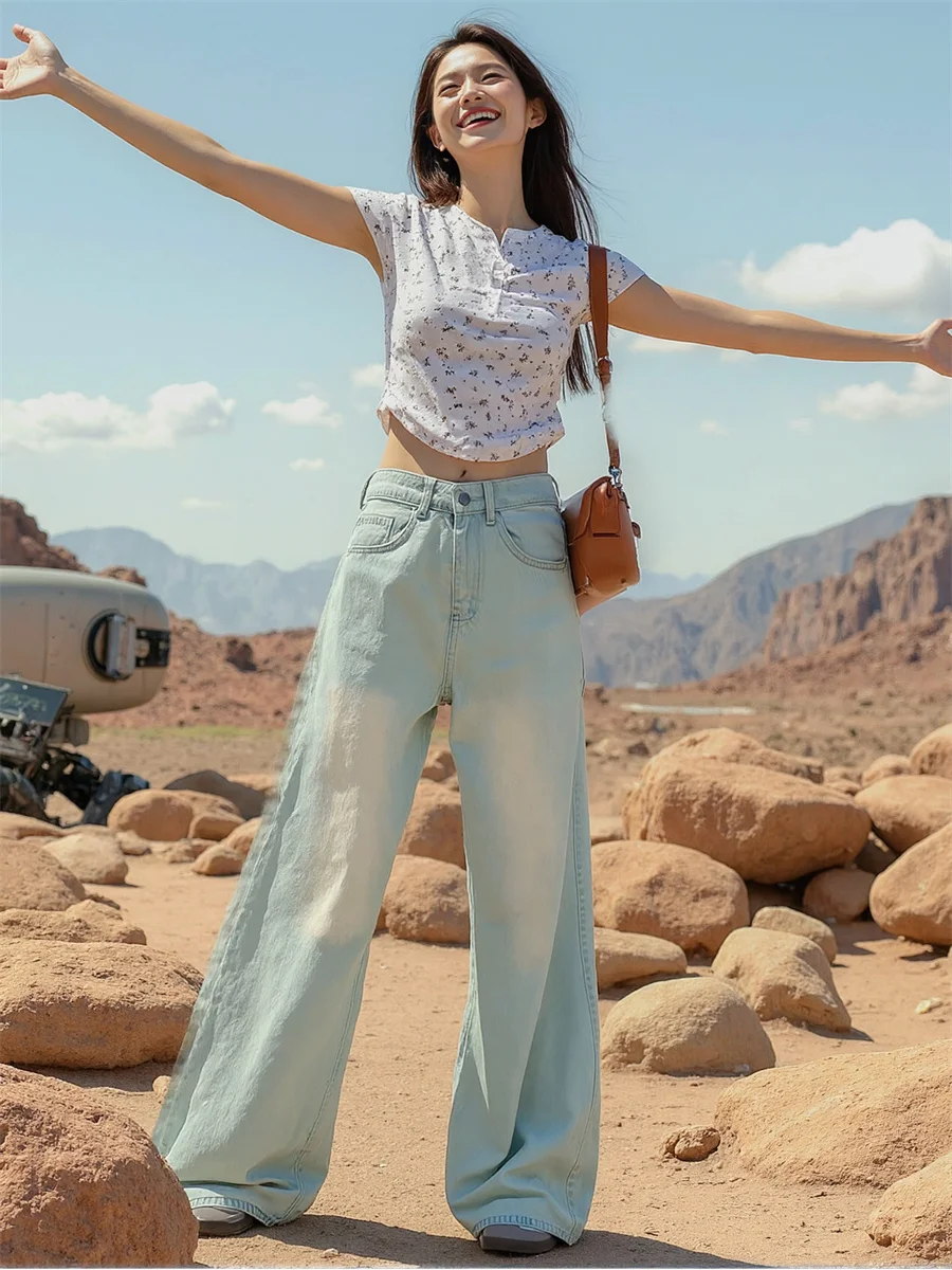 

Полочные широкие брюки, свободные джинсы с высокой талией, тканевые женские джинсовые брюки, летние женские осенние бархатные классические стильные брюки со средней талией для поездок на работу