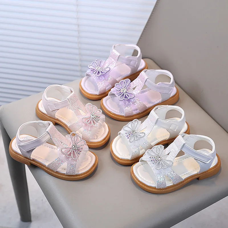 PURPLE PINK WHITE Children Shoes Girls Princess Shoes Fashion Girls Sandals Kids Designer Single Shoes Summer New Girls Sandals