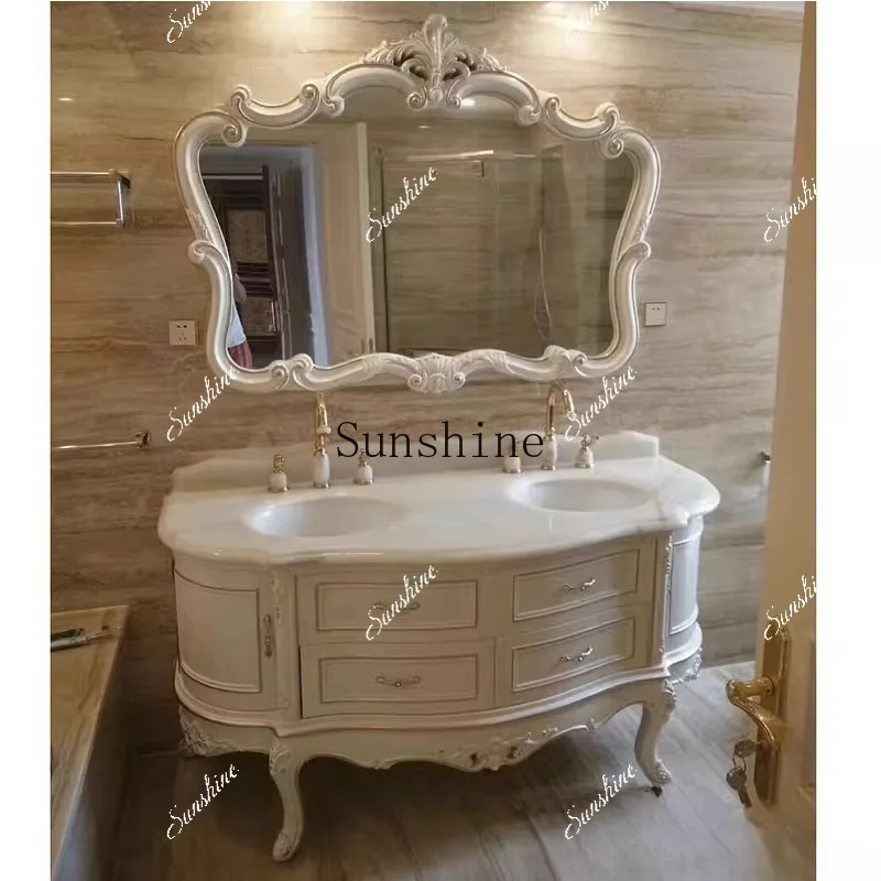 New light luxury European bathroom cabinet oak washbasin combination  FT