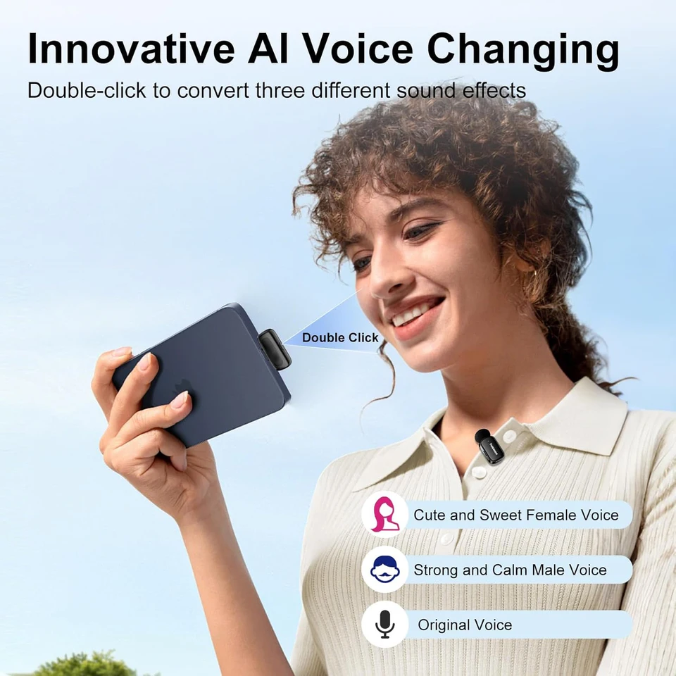 Micrófono de solapa inalámbrico portátil con estuche de carga, plug & play, para grabación de video, vlogs, entrevistas y streaming 4